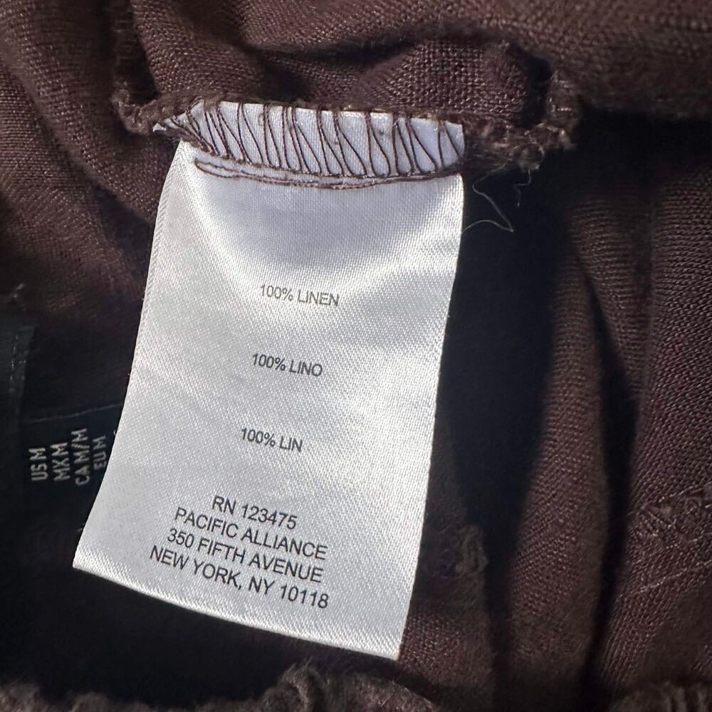 Ellen Tracy 100% Linen Drawstring Jogger Pants Brown Size M Coastal Grandma - Picture 8 of 8